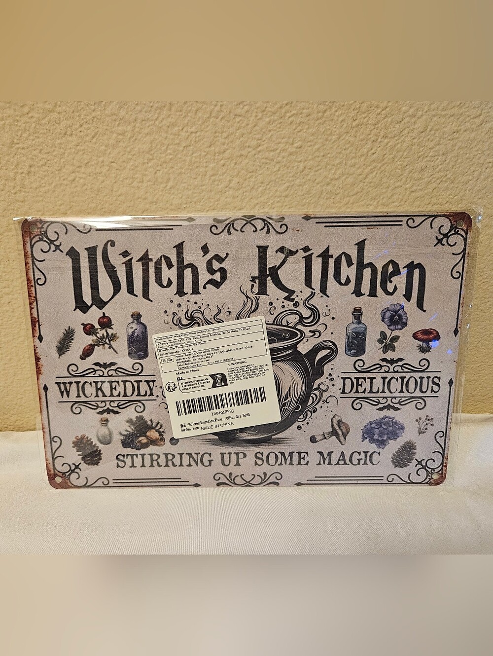 Witch's Kitchen Halloween Metal Sign | Wickedly Delicious Wall Decor | New